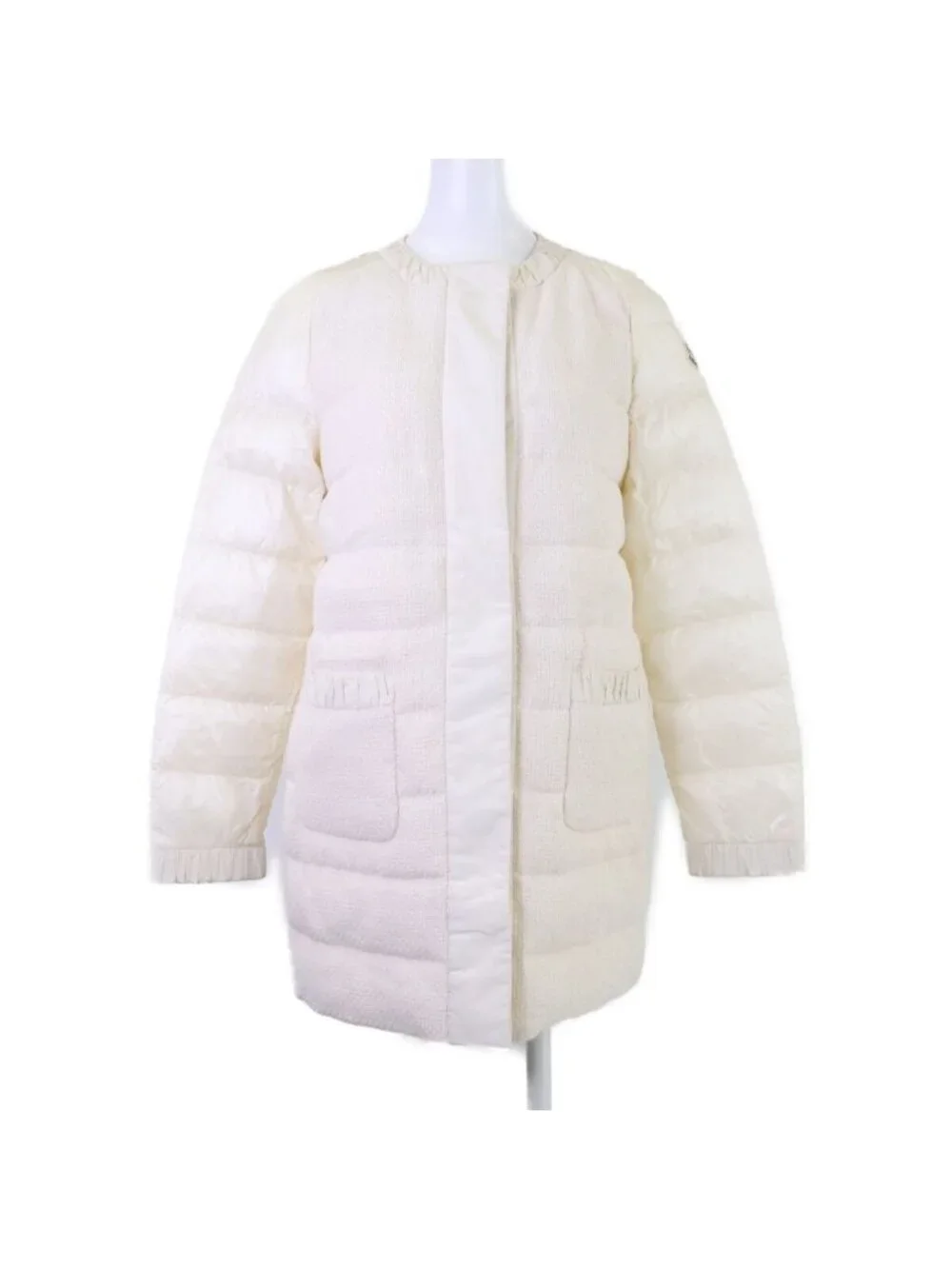 Moncler Veulettes Tweed Switch Collarless Down Jacket